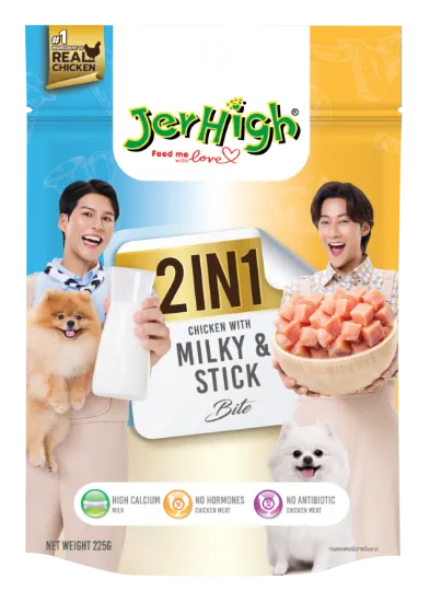 รูปภาพของ JH 2IN1 MILKY AND CHICKEN BITE 225GX6